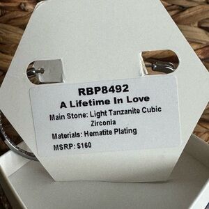 A Lifetime In Love Light Tanzanite Cubic Zirconia Necklace with Hematite Finish